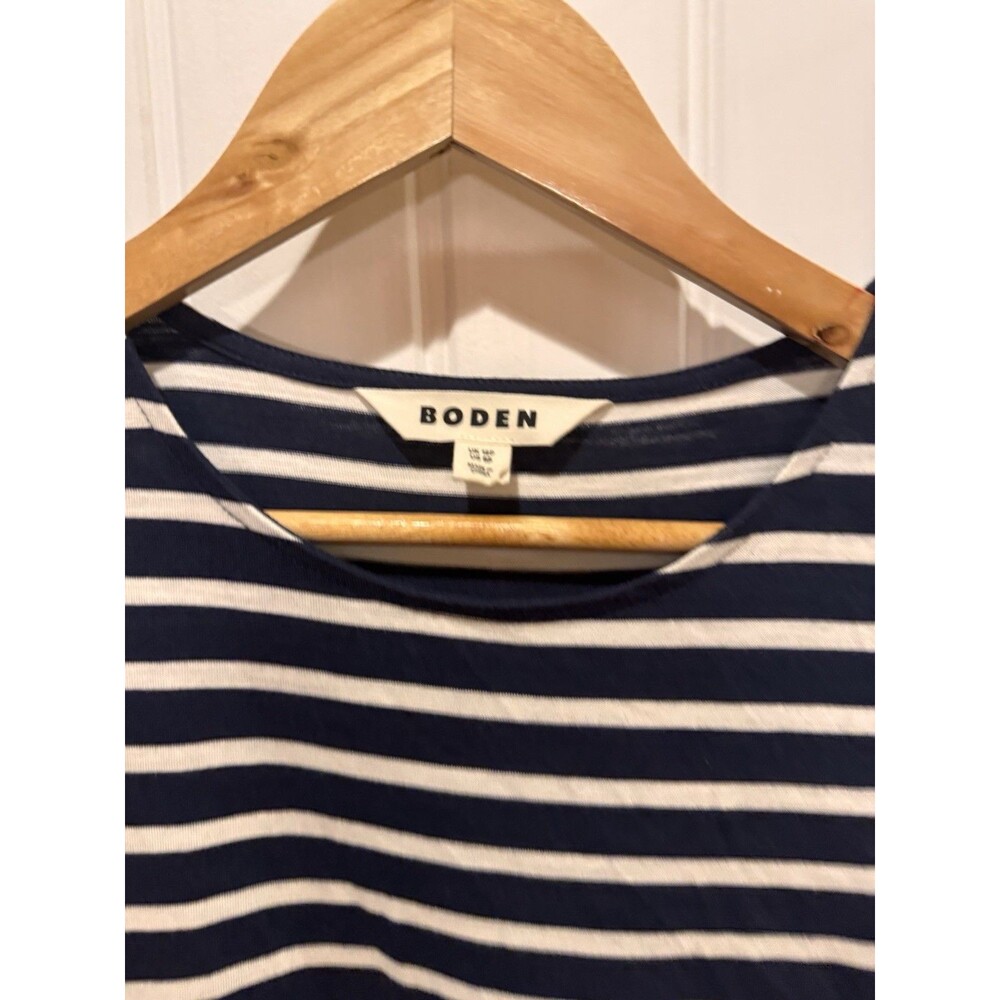 Boden Emma Tiered Jersey Midi Dress Blue and White Stripes SIZE 8P - Picture 7 of 14